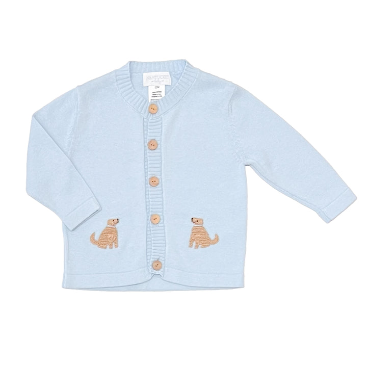 Playful Pups Cardigan-Baby Blue