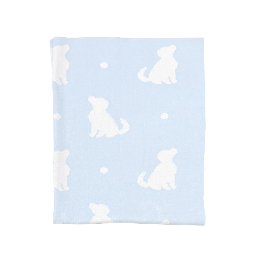 Playful Pups Reversible Knit Blanket-Baby Blue