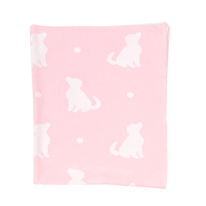 Playful Pups Reversible Knit Blanket-Baby Pink