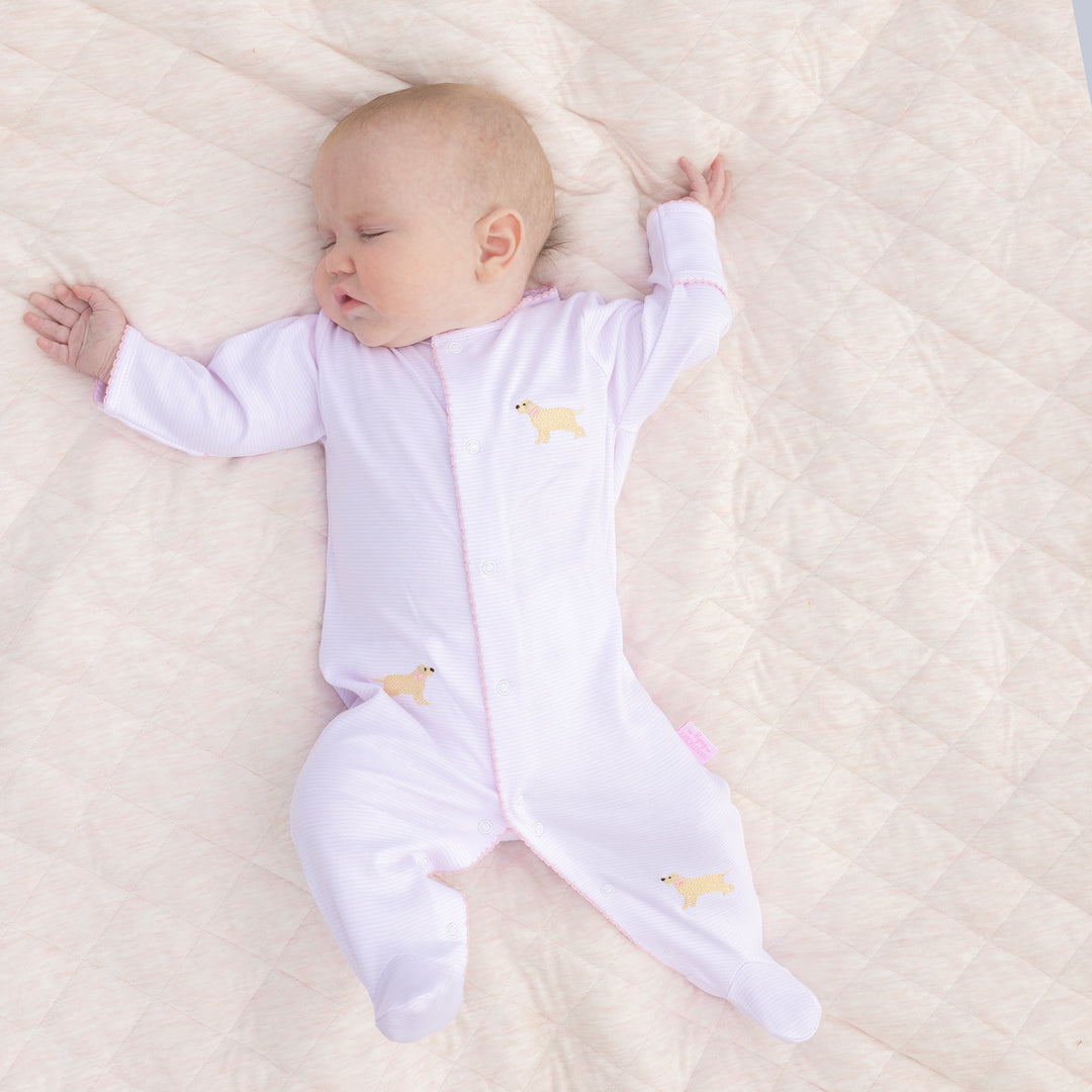 Goldie The Retriever Embroidered Footed Romper