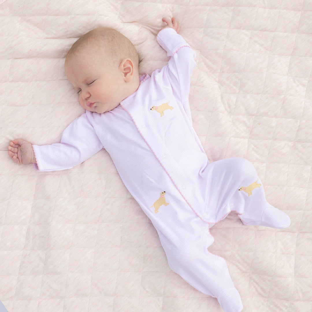 Goldie The Retriever Embroidered Footed Romper