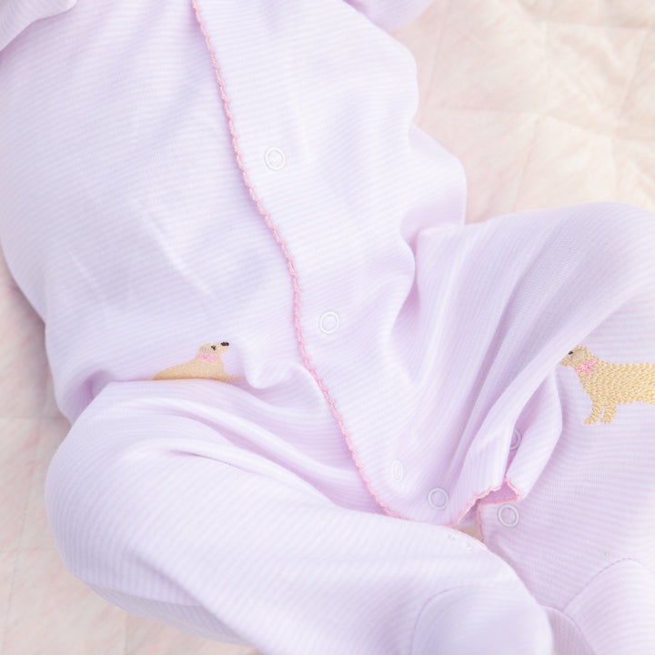 Goldie The Retriever Embroidered Footed Romper