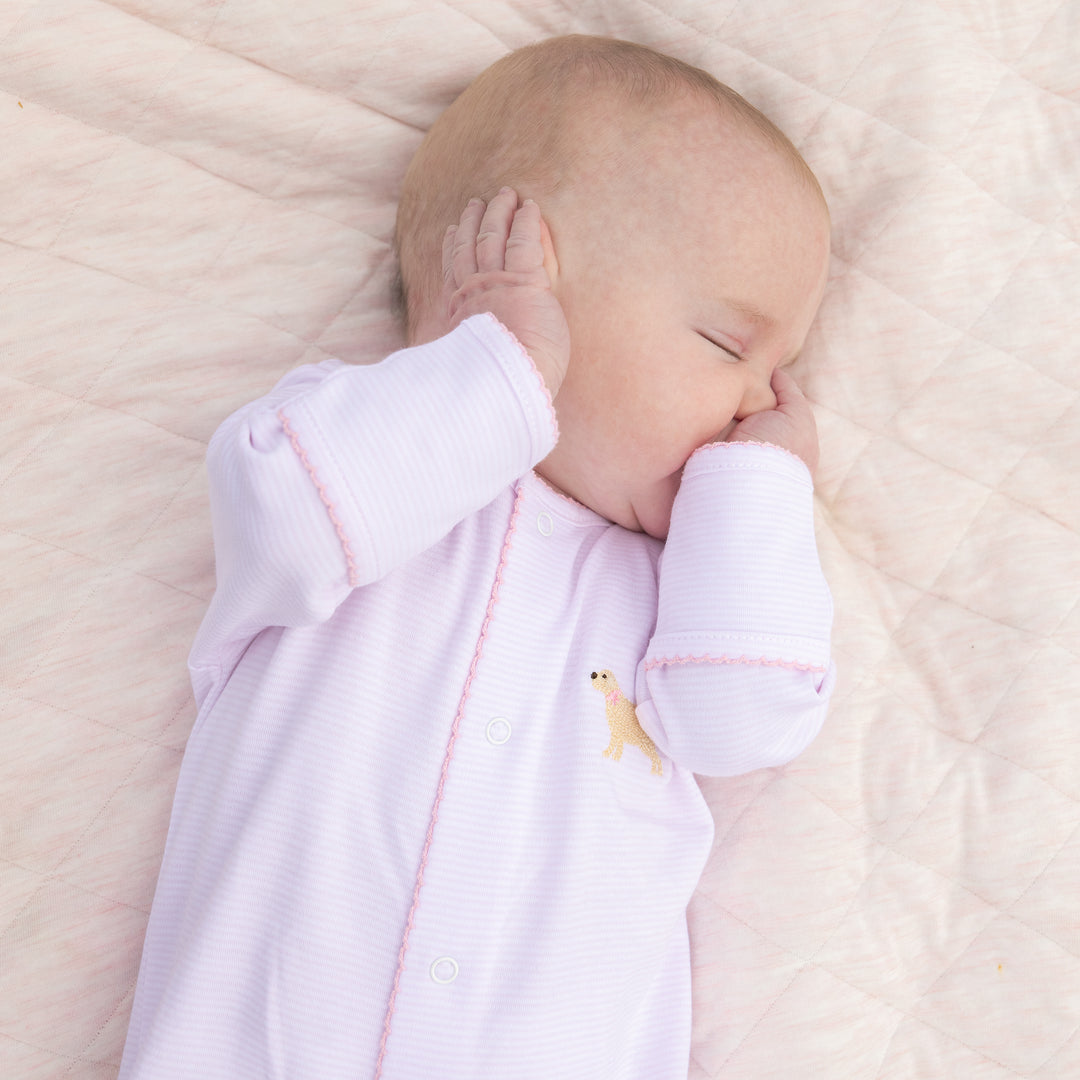 Goldie The Retriever Embroidered Footed Romper