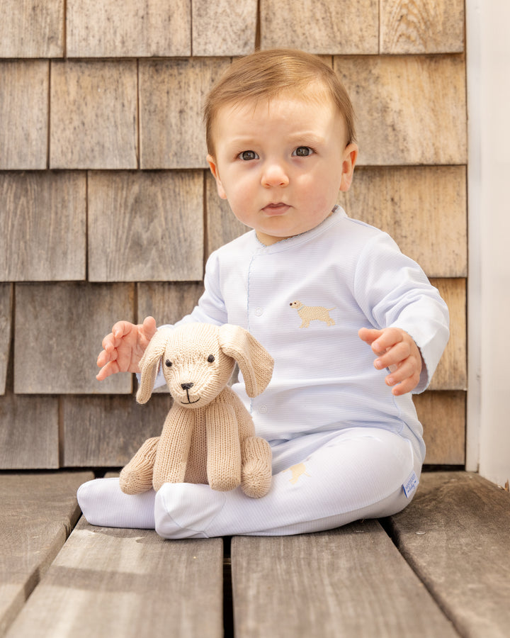 Tuck The Retriever Embroidered Footed Romper