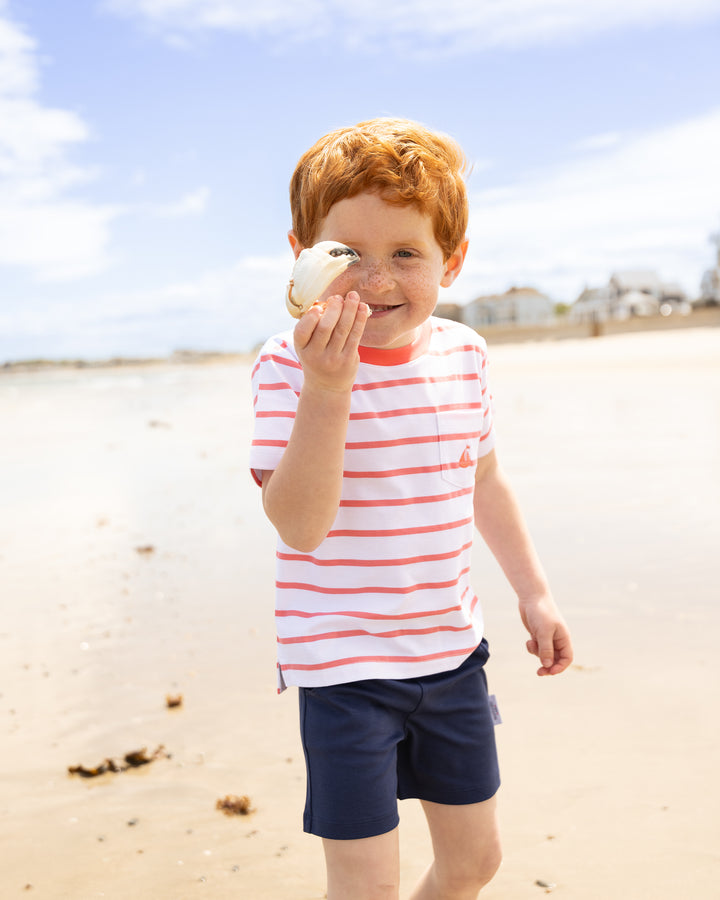 Tisbury Tee-Coral Stripe