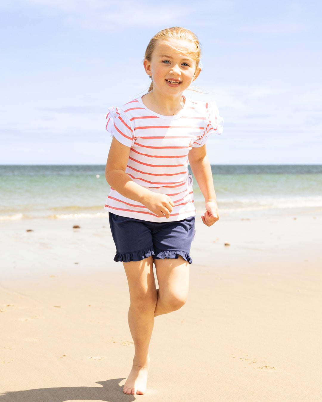 Ruffled Pima Pull-On Shorts-Nautical Navy