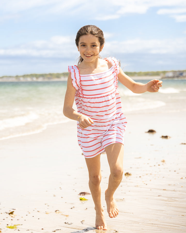 Boardwalk Dress-Coral/White Stripe