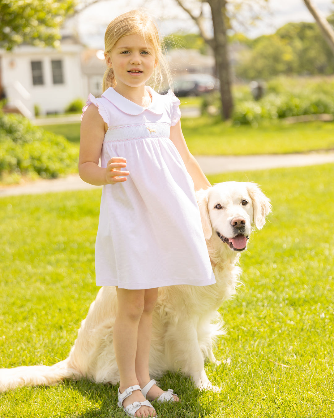 Goldie The Retriever Smocked Pima Dress