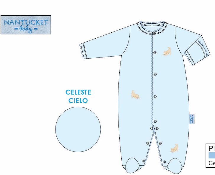 Tuck The Retriever Embroidered Footed Romper