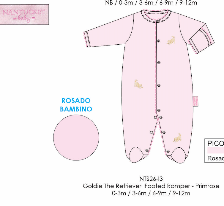 Goldie The Retriever Embroidered Footed Romper