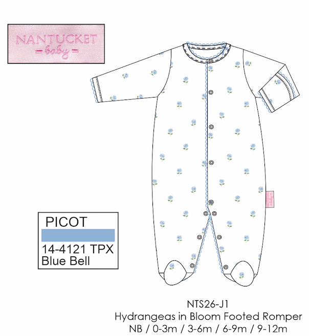 Hydrangeas in Bloom Footed Romper