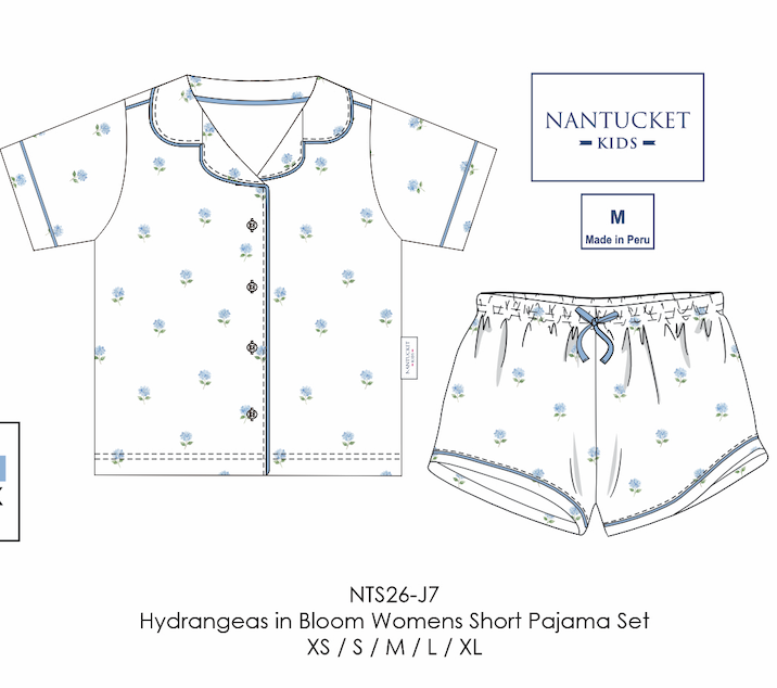 Hydrangeas in Bloom Womens Short Pajama Set