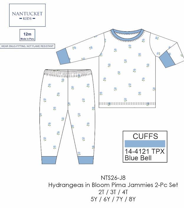 Hydrangeas in Bloom Pima Jammies 2-Piece Set