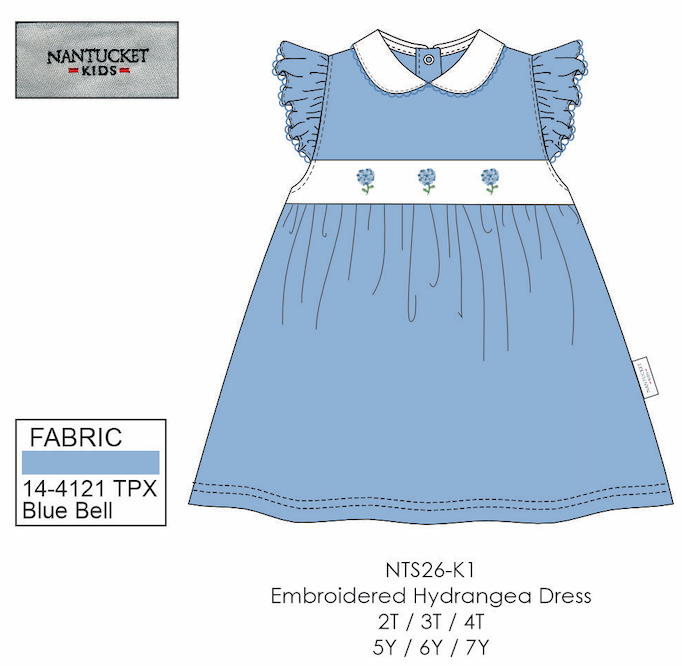 Hydrangeas in Bloom Hand-Embroidered Dress
