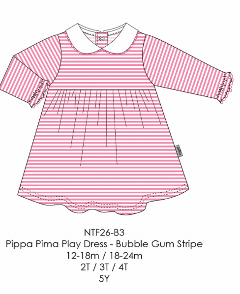 Pippa Pima Play Dress-Bubble Gum Stripe