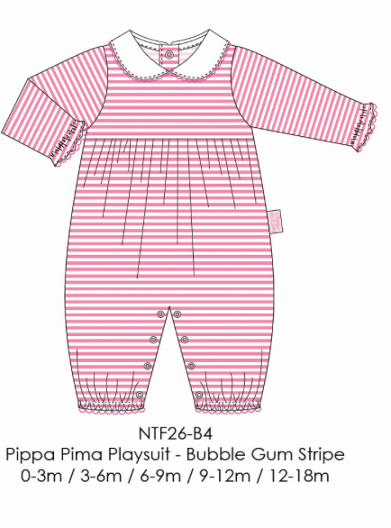 Pippa Pima Playsuit-Bubble Gum Stripe