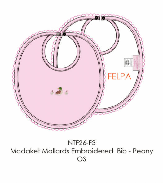 Madaket Mallard Embroidered Bib-Peony