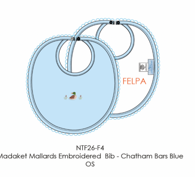 Madaket Mallard Embroidered Bib-Chatham Bars Blue