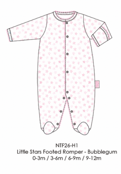 Little Stars Footed Romper-Bubblegum