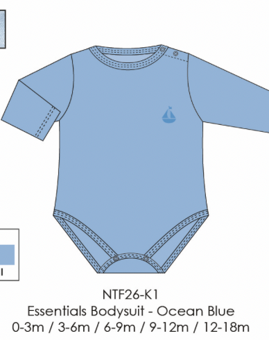 Essentials Pima Bodysuit-Ocean Blue