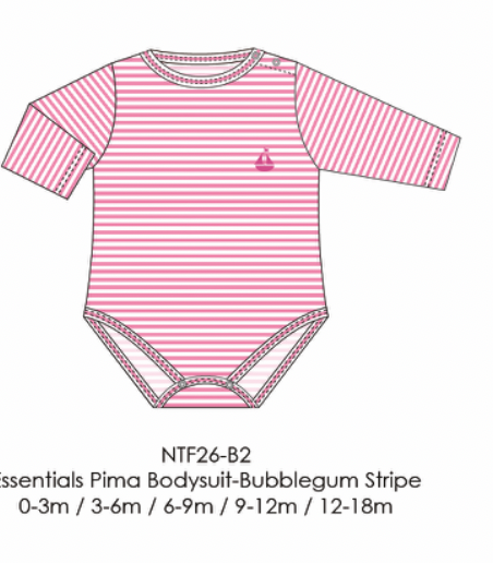 Essentials Pima Bodysuit-Bubblegum Stripe