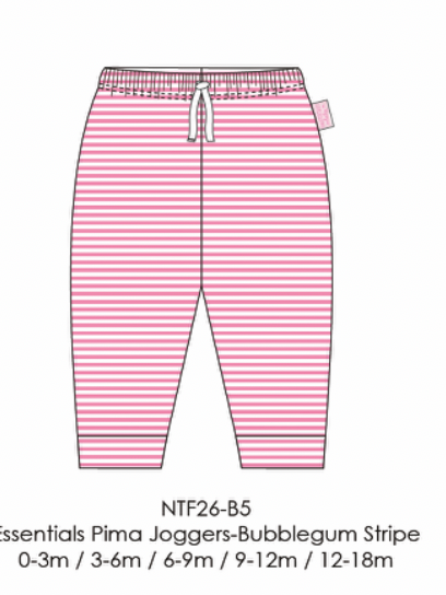 Essentials Pima Joggers-Bubblegum Stripe