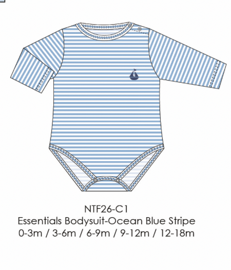 Essentials Bodysuit - Ocean Blue Stripe