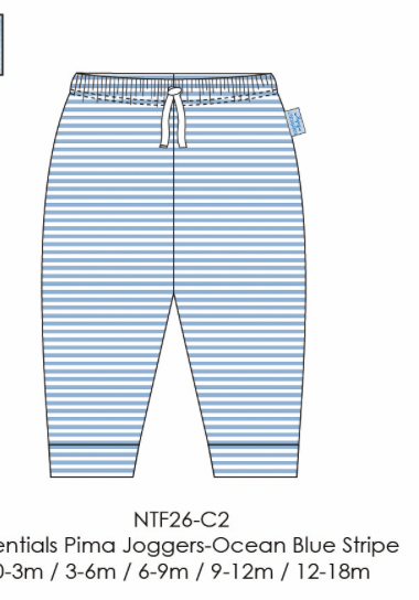 Essentials Pima Joggers - Ocean Blue Stripe