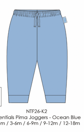 Essentials Pima Joggers-Ocean Blue