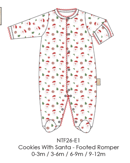 Cookies With Santa Footed Romper