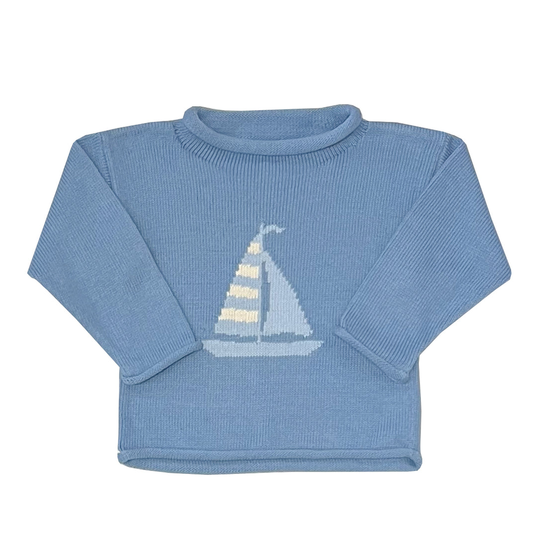 Smooth Sailing Roll Neck Sweater-Chatham Bars Blue