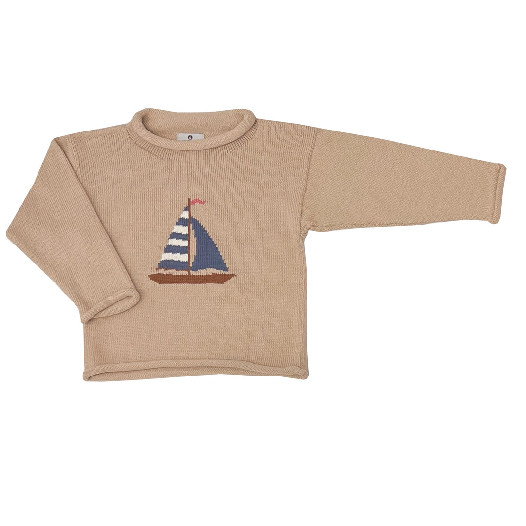 Smooth Sailing Roll Neck Sweater-Sand