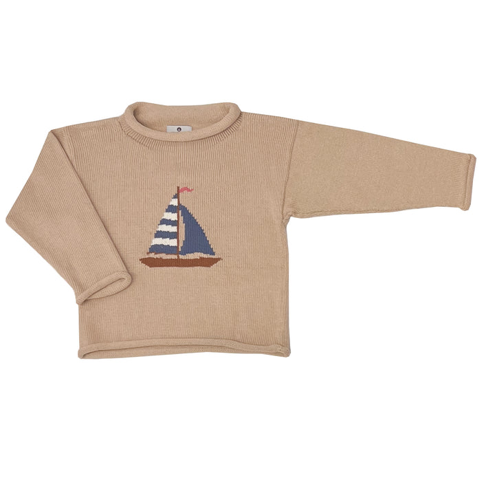 Smooth Sailing Roll Neck Sweater-Sand