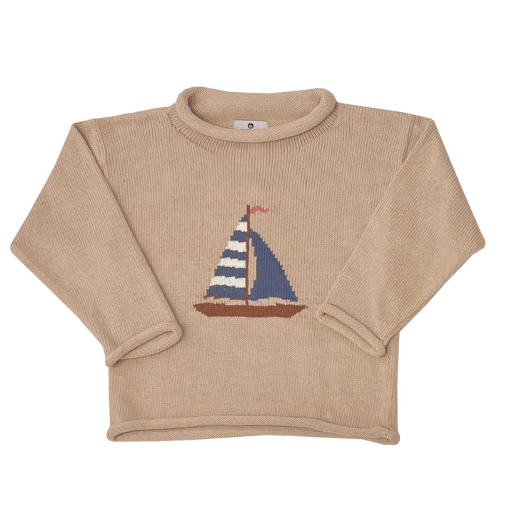 Smooth Sailing Roll Neck Sweater-Sand