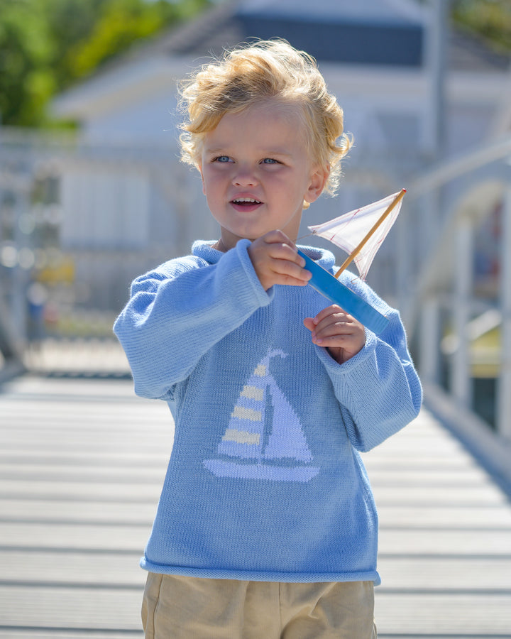 Smooth Sailing Roll Neck Sweater-Chatham Bars Blue