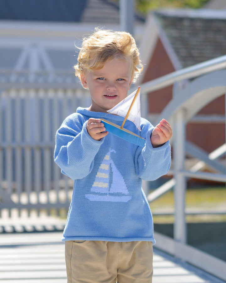 Smooth Sailing Roll Neck Sweater-Chatham Bars Blue