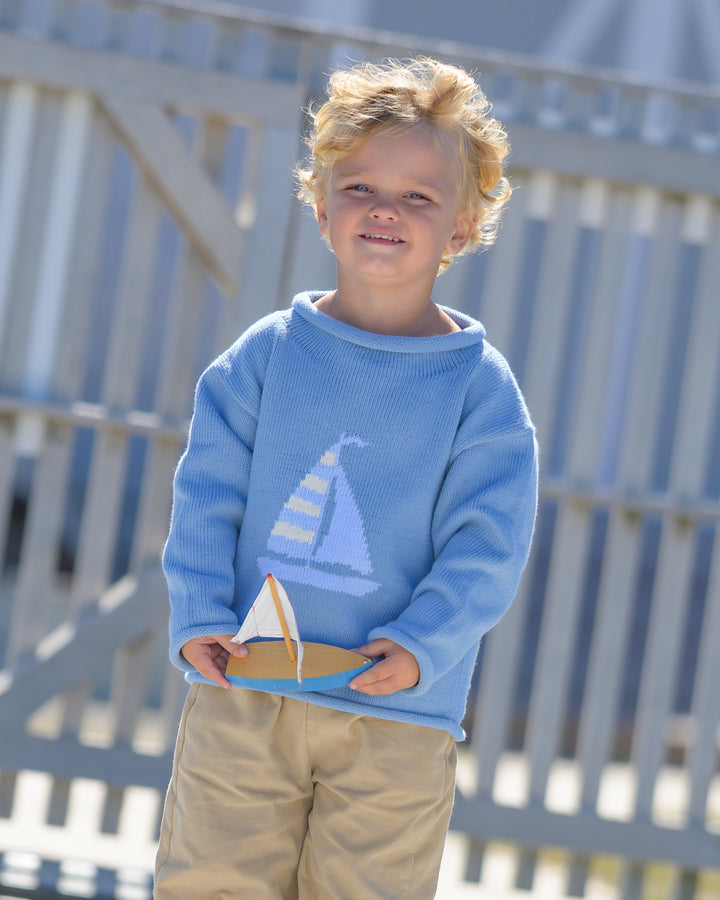 Smooth Sailing Roll Neck Sweater-Chatham Bars Blue