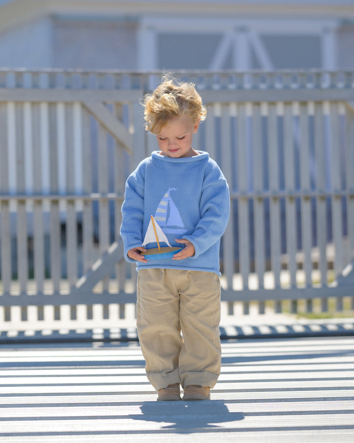 Smooth Sailing Roll Neck Sweater-Chatham Bars Blue