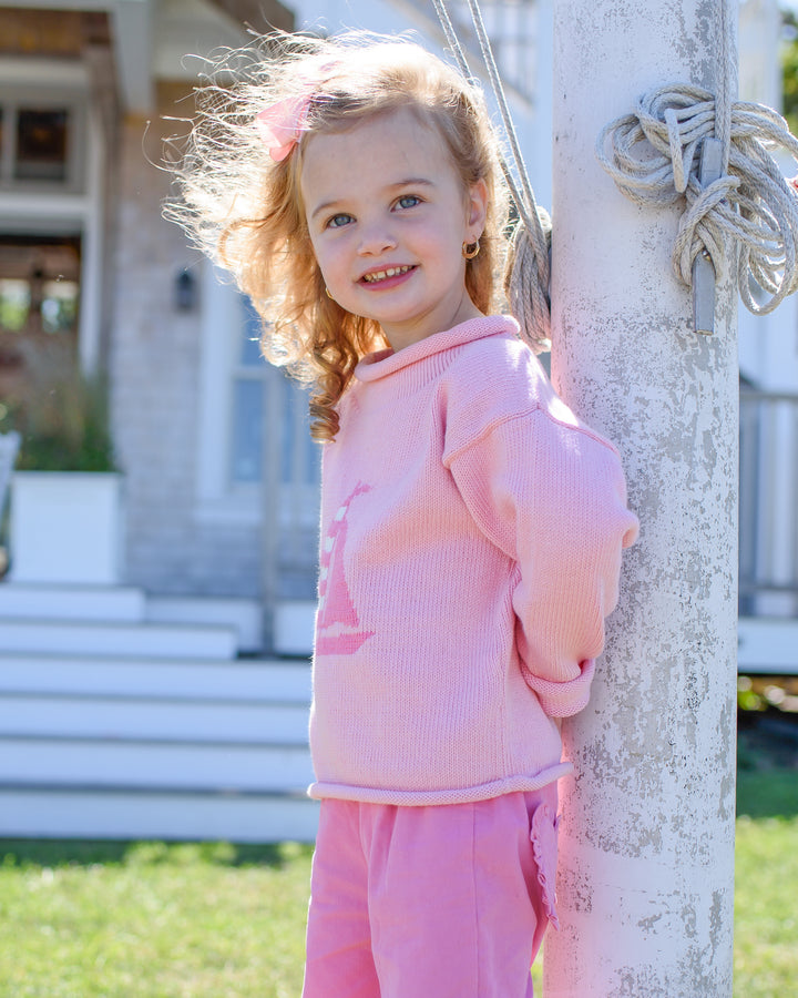 Smooth Sailing Roll Neck Sweater-Peony