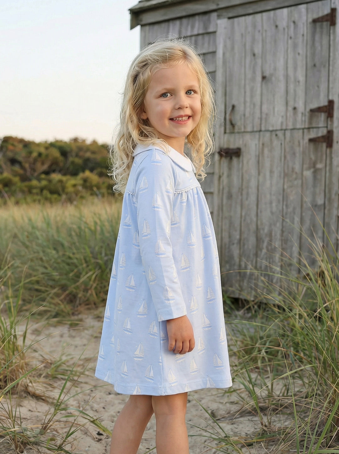 Smooth Sailing Pima Play Dress-Chatham Bars Blue