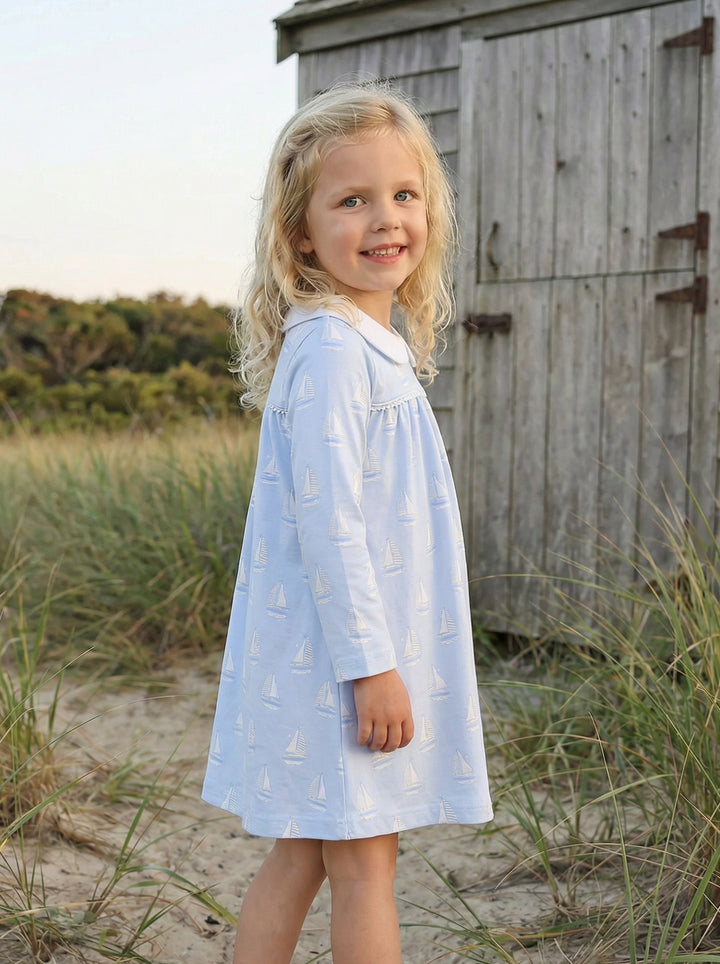 Smooth Sailing Pima Play Dress-Chatham Bars Blue