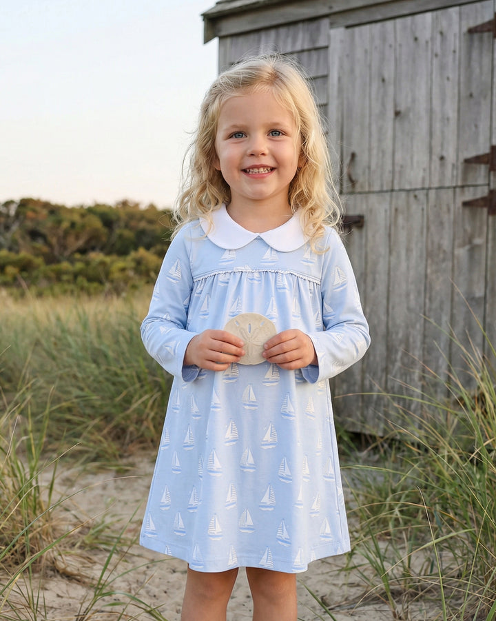 Smooth Sailing Pima Play Dress-Chatham Bars Blue