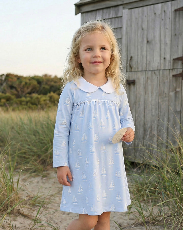 Smooth Sailing Pima Play Dress-Chatham Bars Blue