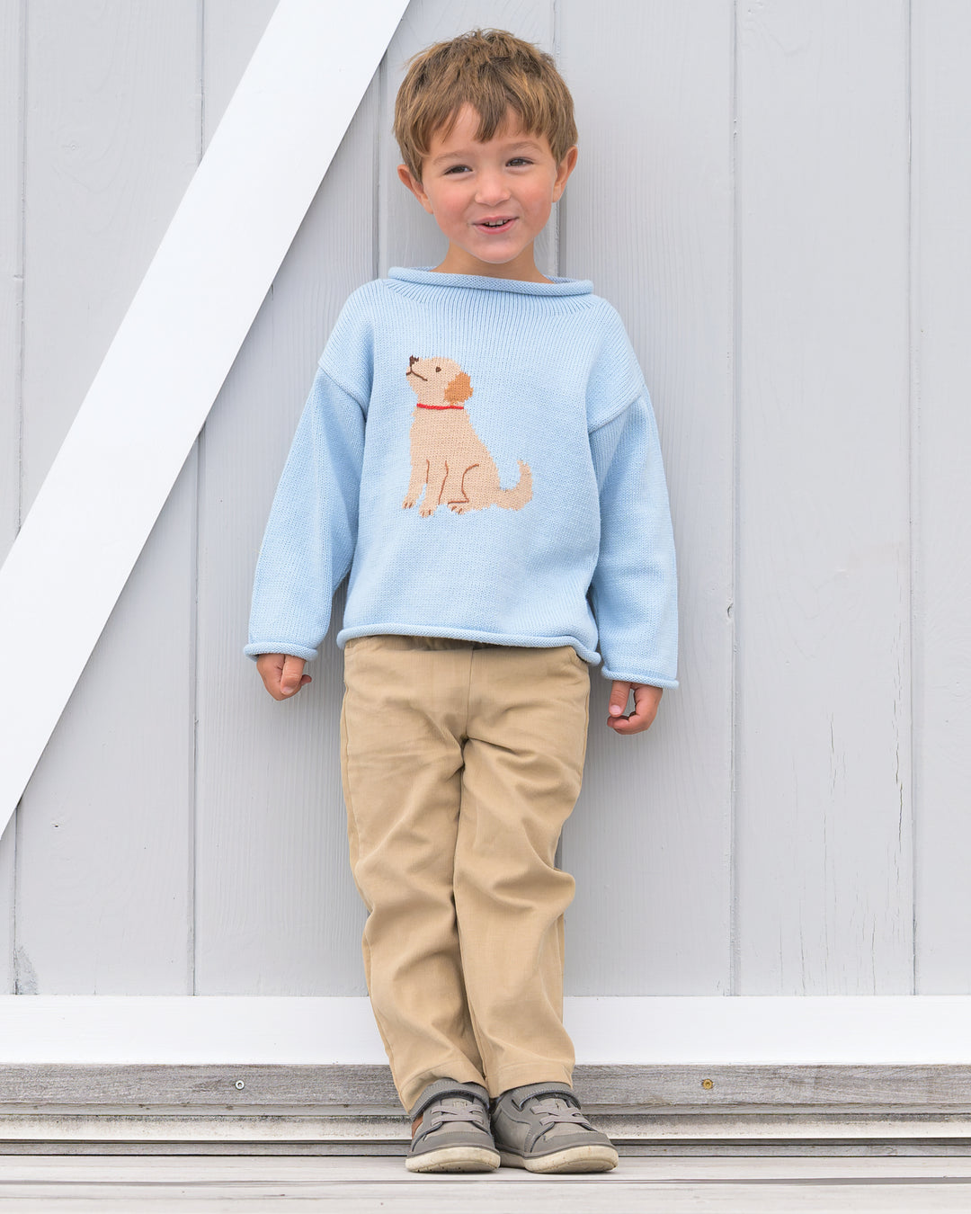 Tuck The Retriever Roll Neck Sweater-Ocean Blue