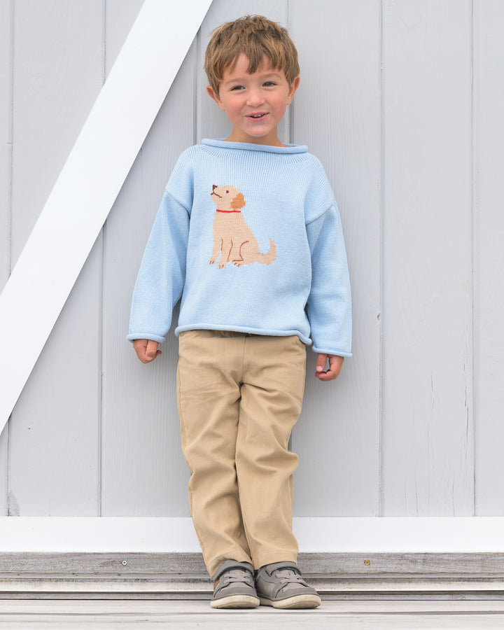 Tuck The Retriever Roll Neck Sweater-Ocean Blue