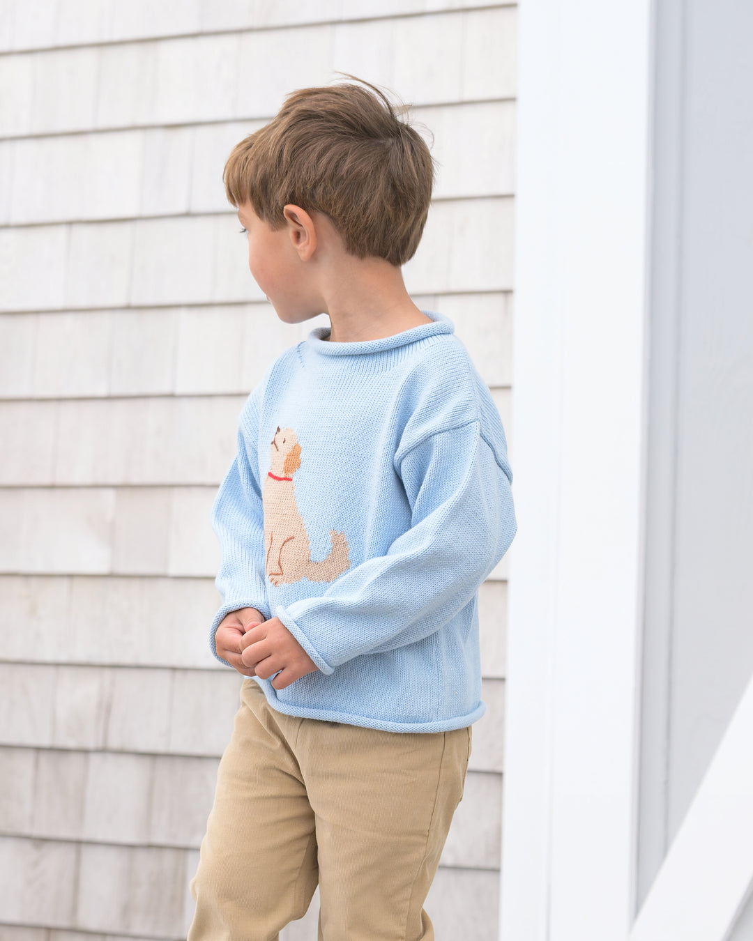 Tuck The Retriever Roll Neck Sweater-Ocean Blue