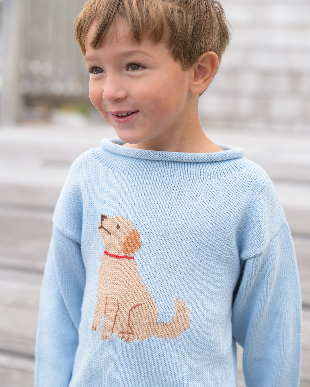 Tuck The Retriever Roll Neck Sweater-Ocean Blue