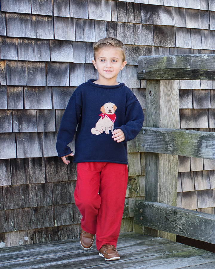 Tuck The Retriever Roll Neck Sweater-Navy