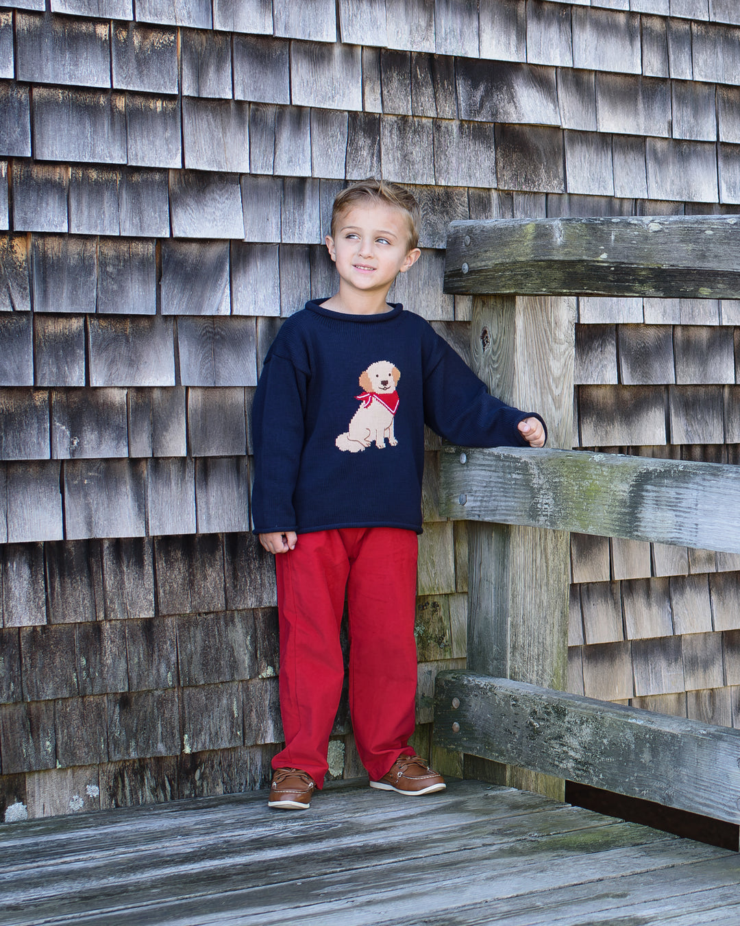 Tuck The Retriever Roll Neck Sweater-Navy