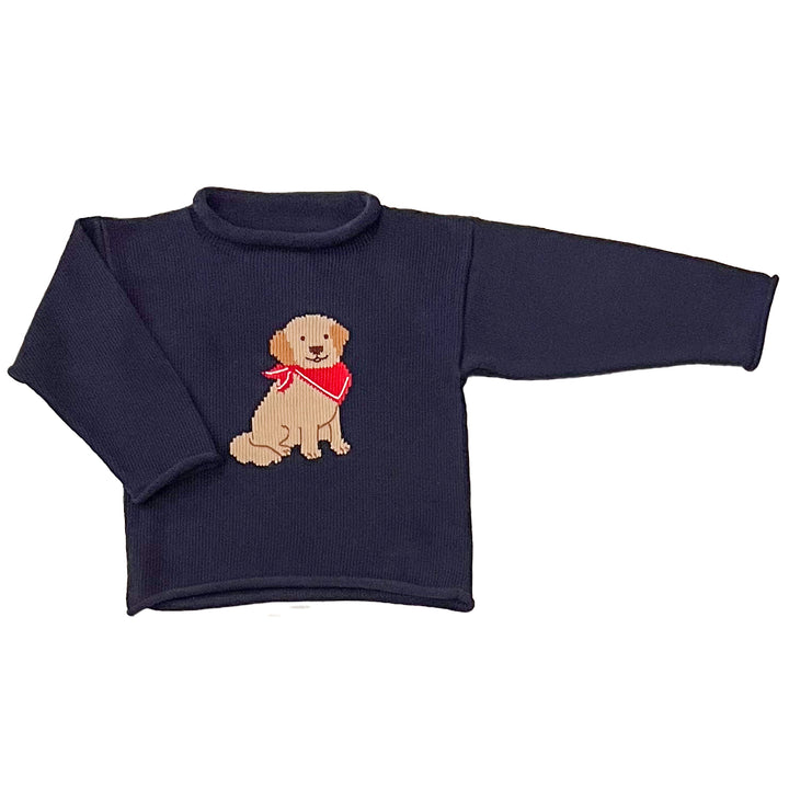 Tuck The Retriever Roll Neck Sweater-Navy